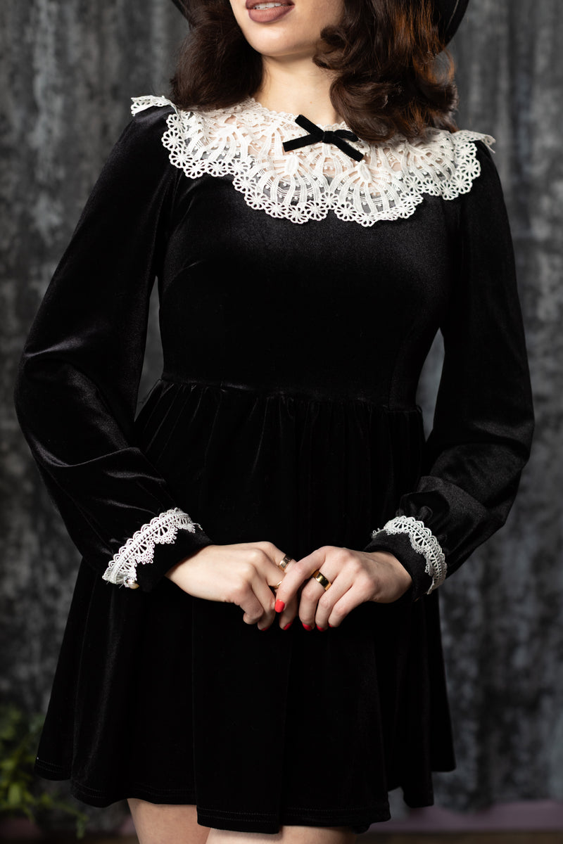 velvet lace collar dress ELORA - mini with Thoughtfully designed and crafted Size:16-32/33 Web Collection: Bella Via Ethereal Tulle Off-the-shoulder Sweetheart