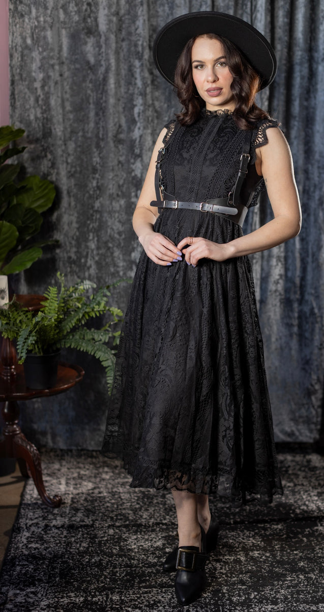 Arabella - Gothic Lace Fit and Flare Dress - READY TO SHIP