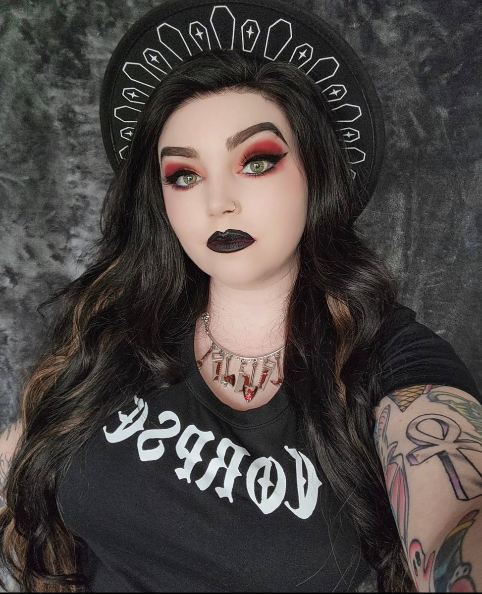 Vegan Felt Wide Brim Hat - Coffin Crown – Witchwood Bags