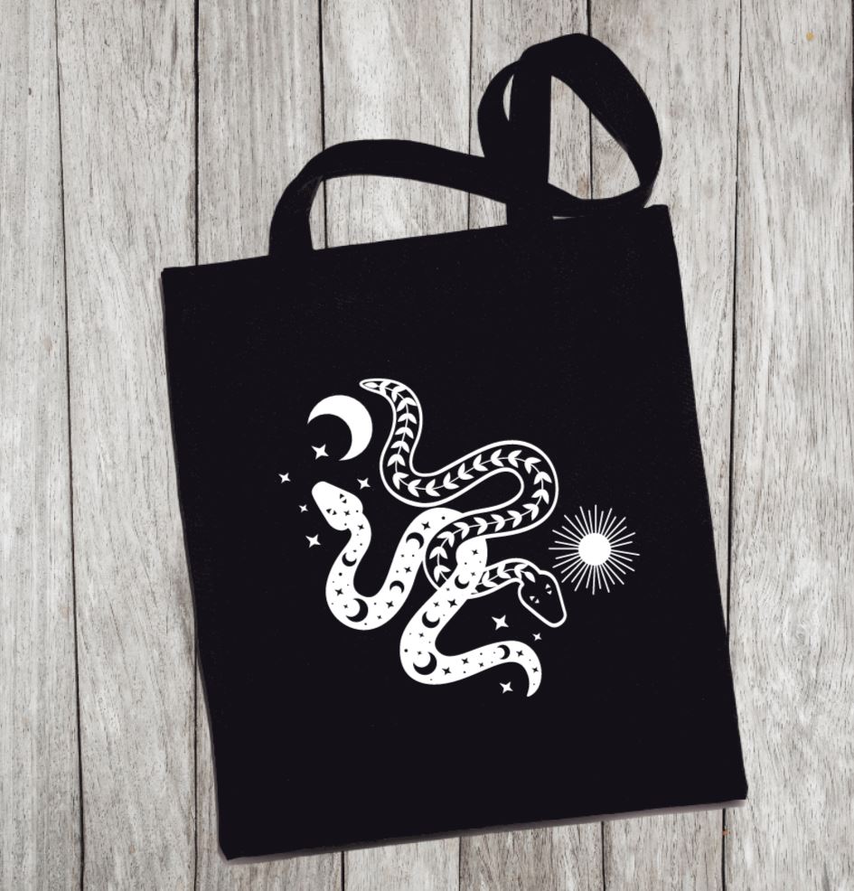 Reusable Grocery Bag/Tote Bag "celestial snakes" Witchwood Bags