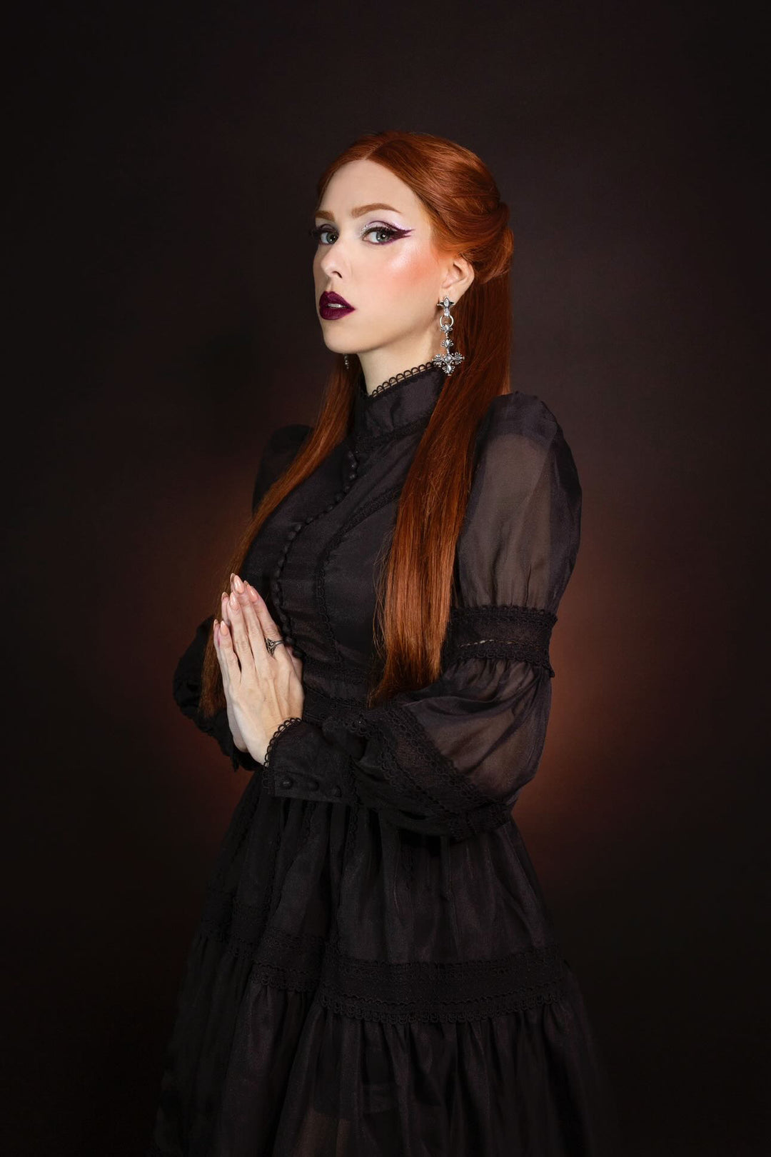 Morgana - Romantic Victorian Inspired Party Dress - BLACK