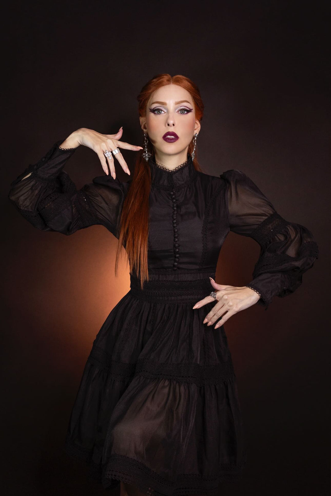 Morgana - Romantic Victorian Inspired Party Dress - BLACK - Ready To S   Witchwood Bags
