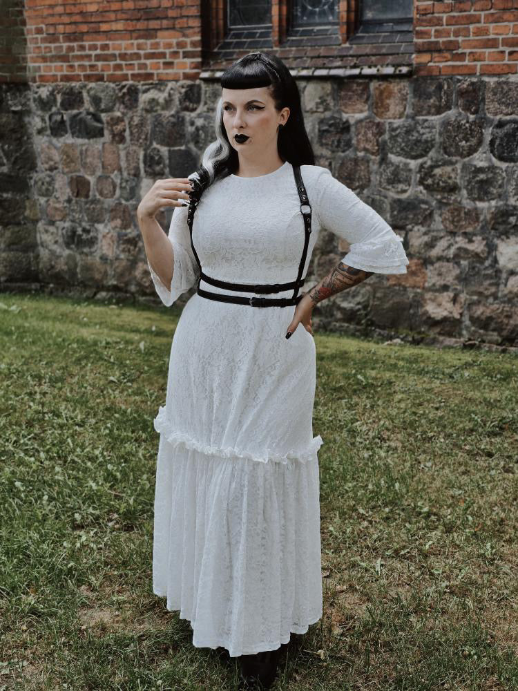 Mina - Ivory Floral Lace Bride of the Vampire Maxi Dress - READY TO SHIP Mina - Ivory Floral Lace Bride of the Vampire Maxi Dress - READY TO SHIP