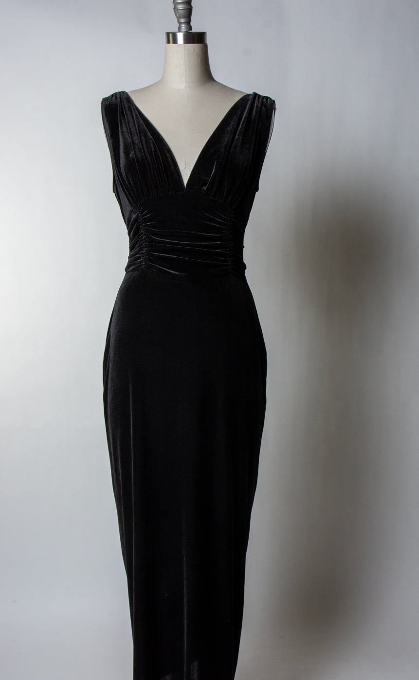 Formal Athena Gown Dress - Stretch Velvet, Black  Witchwood Bags