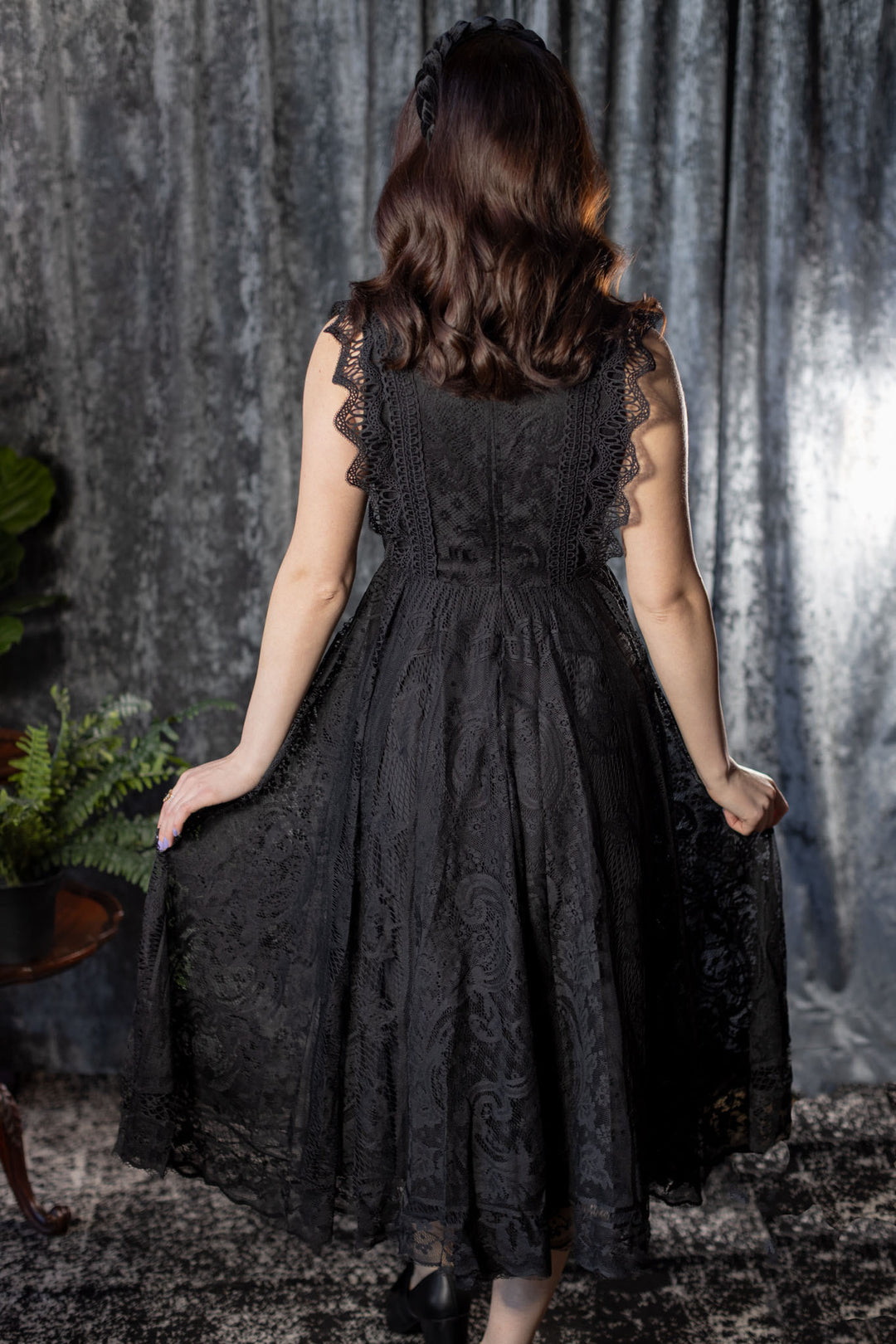 Arabella - Gothic Lace Fit and Flare Dress - READY TO SHIP
