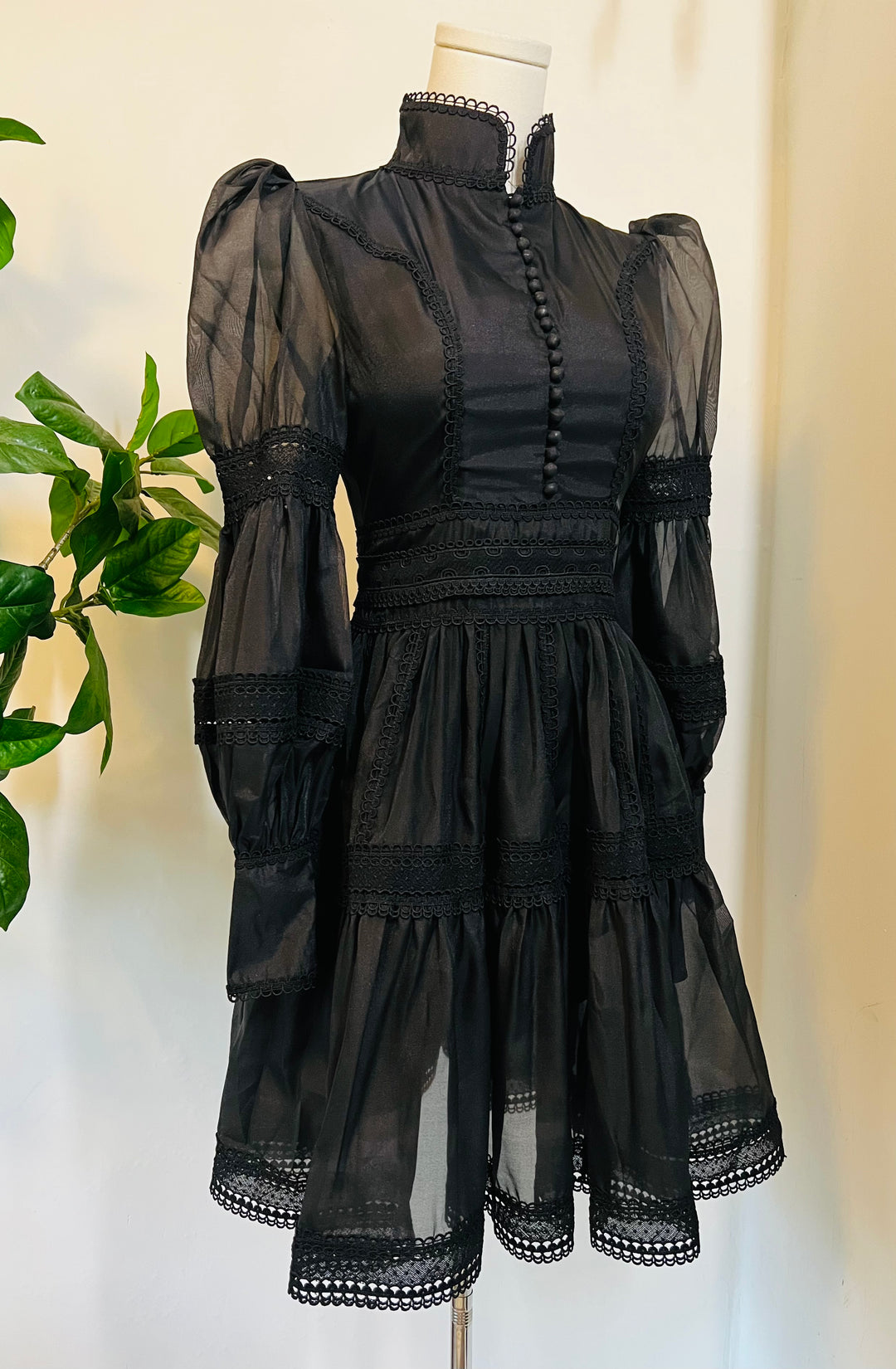 Morgana - Romantic Victorian Inspired Party Dress - BLACK