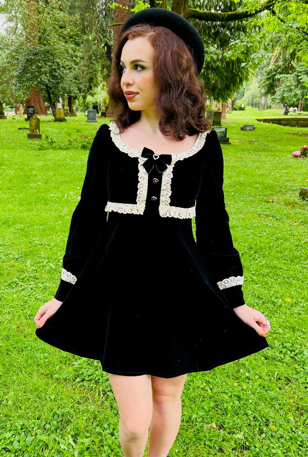 Sabrina - Luscious 60s style Velvet mini dress - READY TO SHIP