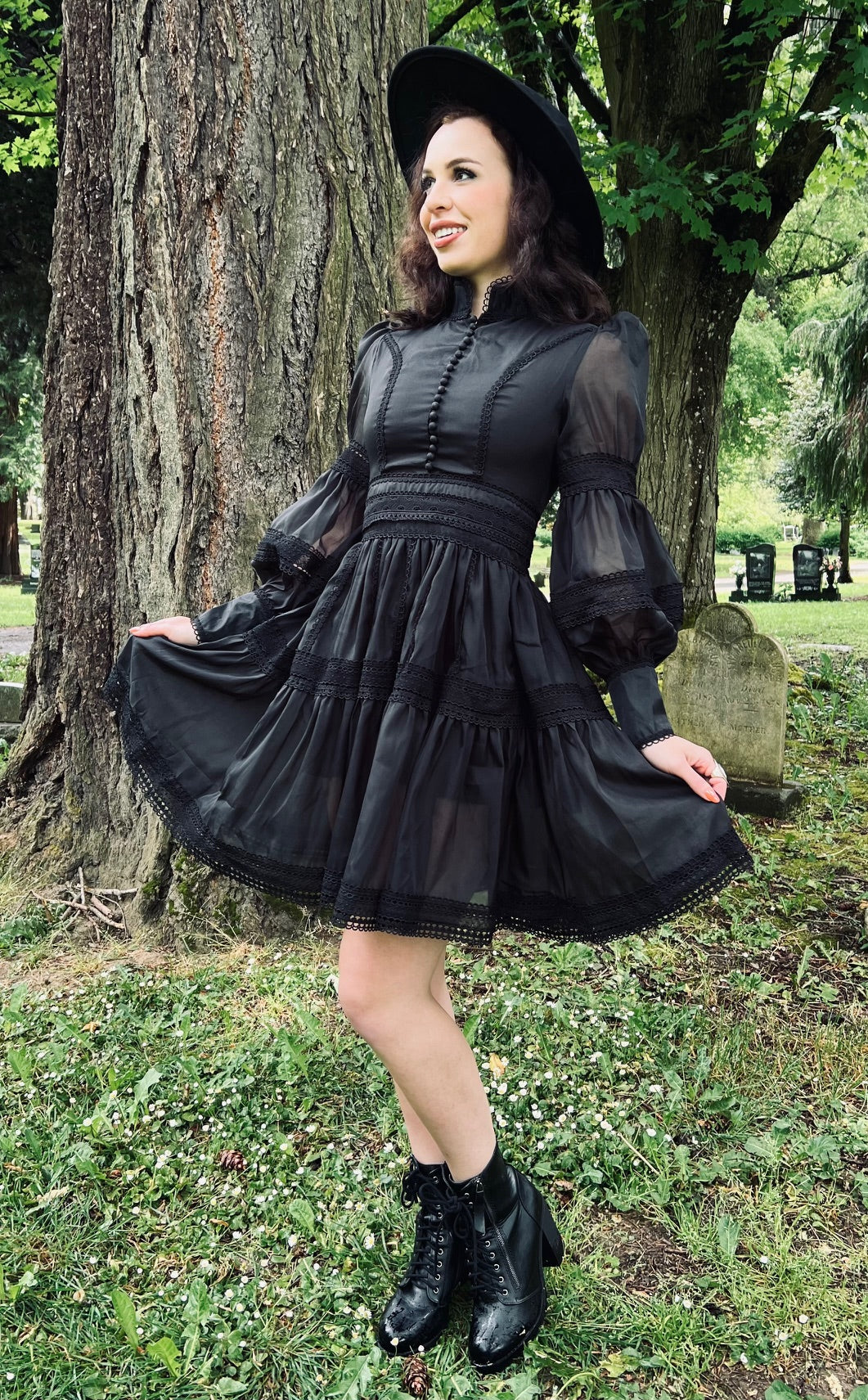 Morgana - Romantic Victorian Inspired Party Dress - BLACK - Ready To S   Witchwood Bags