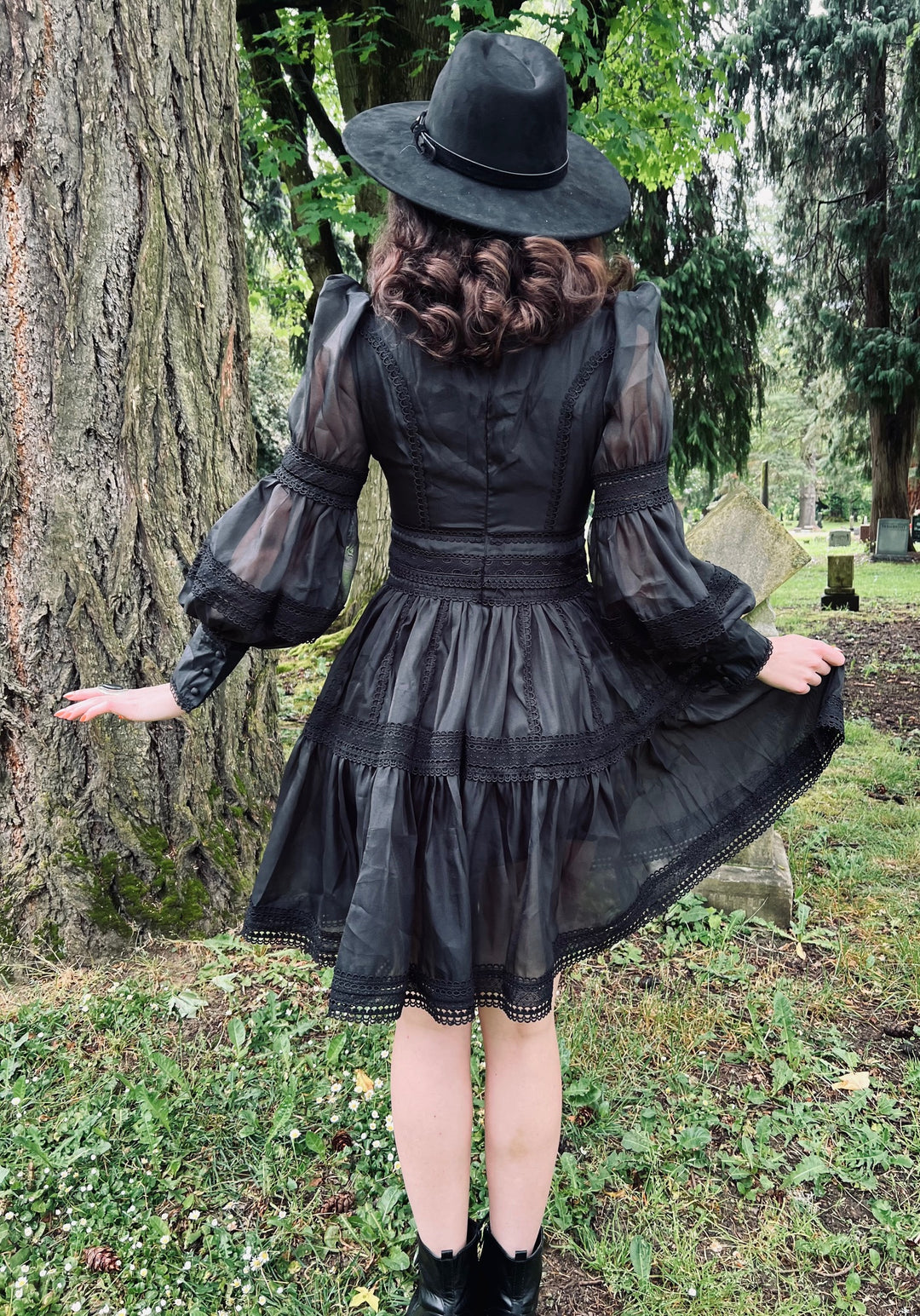 Morgana - Romantic Victorian Inspired Party Dress - BLACK