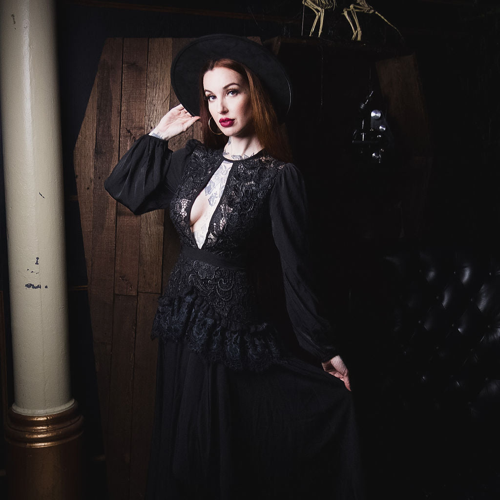 Lenore - Victorian Style Lace Maxi Dress Witchwood Bags Lenore - Victorian Style Lace Maxi Dress Witchwood Bags