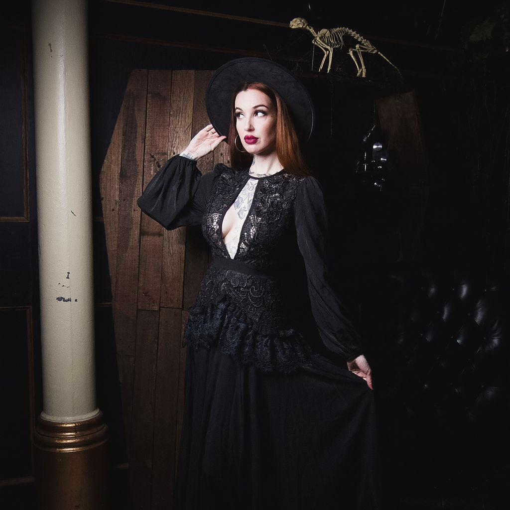 Lenore - Victorian Style Lace Maxi Dress Witchwood Bags Lenore - Victorian Style Lace Maxi Dress Witchwood Bags
