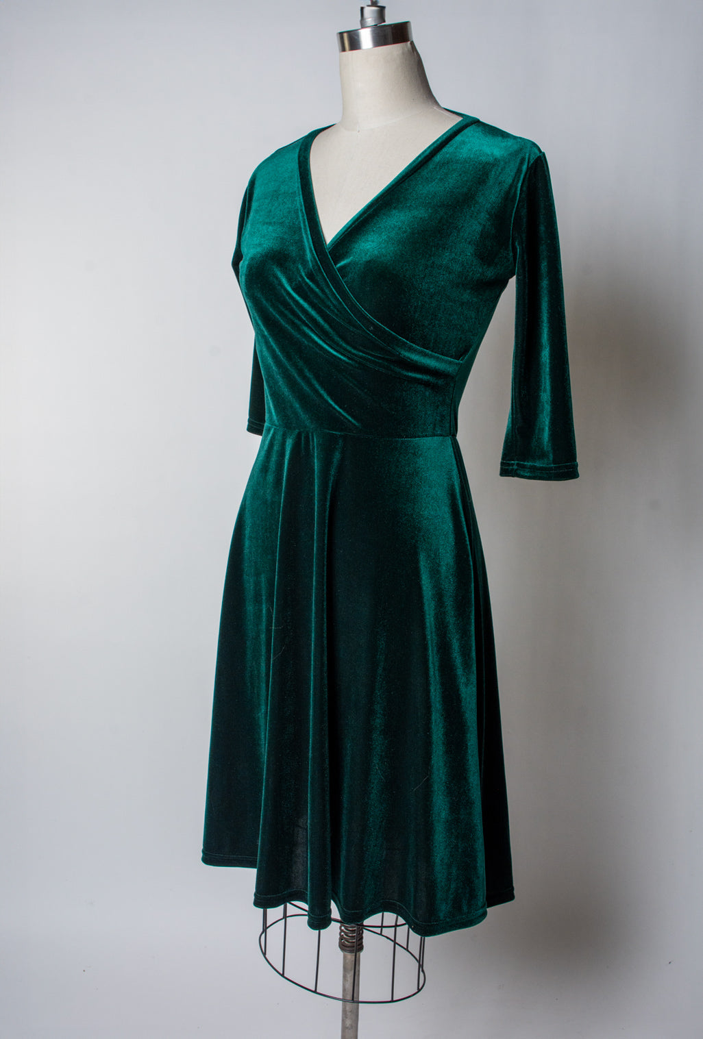 green emerald velvet dress Joanie Knit Dress 3/4 Sleeve