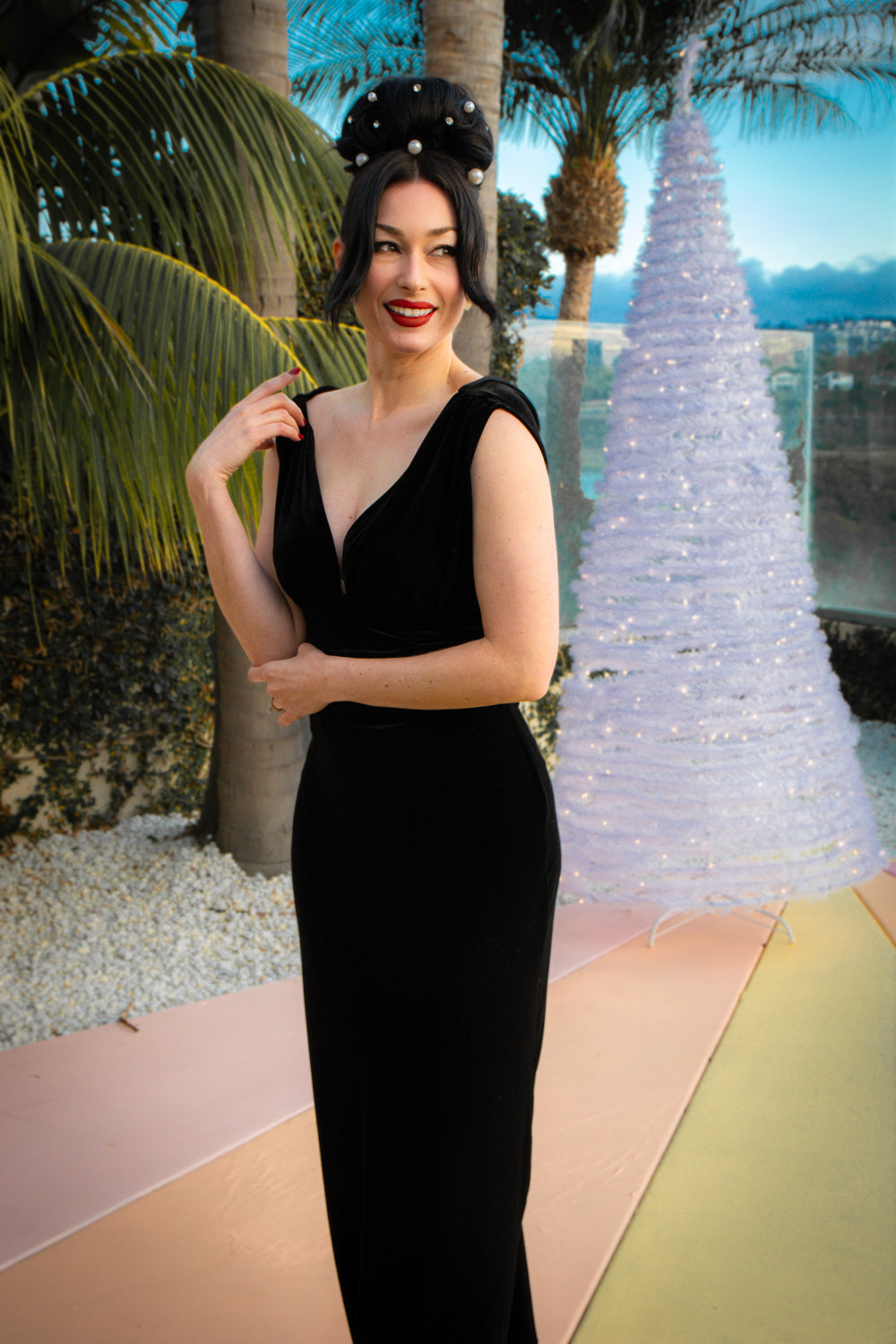 Formal Athena Gown Dress - Stretch Velvet, Black  Witchwood Bags