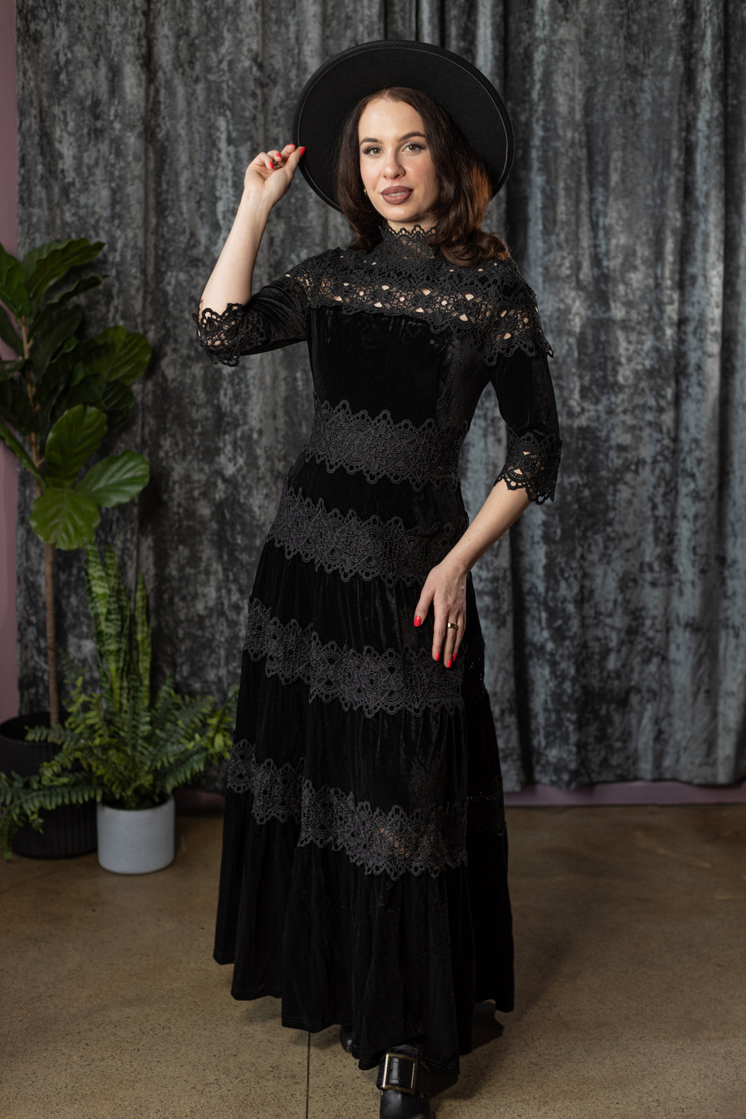 knee length dresses for ladies Finesse Burgundy Lace And Velvet Square-Neck Maxi Dress With Draped knee length dresses for ladies Finesse Burgundy Lace And Velvet Square-Neck Maxi Dress With Draped