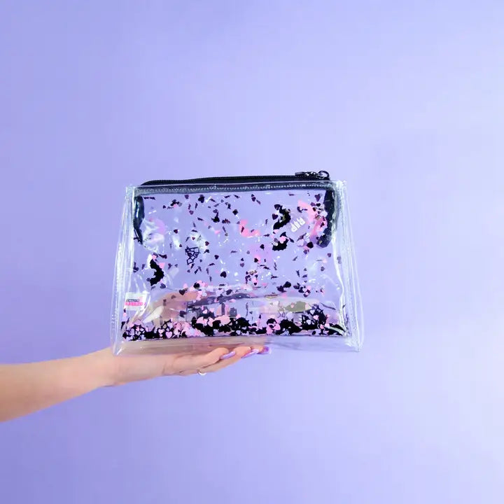 Haunted Hearts Liquid Glitter Make Up Bag READY TO SHIP