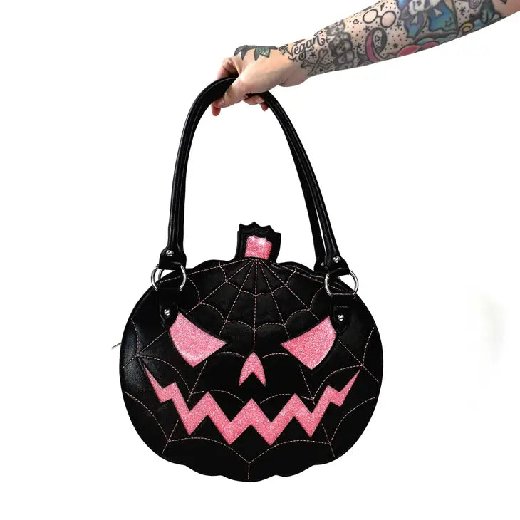 Pink Black Pumpkin Purse Bag READY TO SHIP