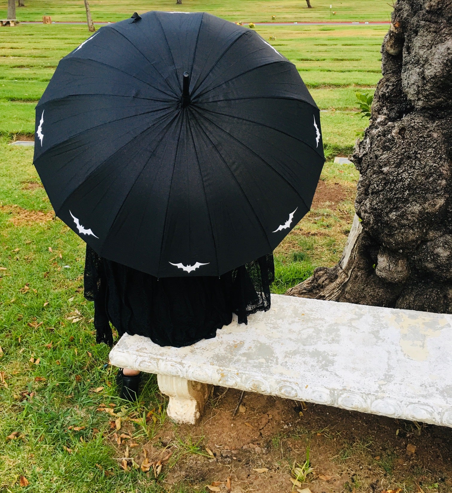 a bat in our patio umbrella Bat Umbrella – Witchwood Bags