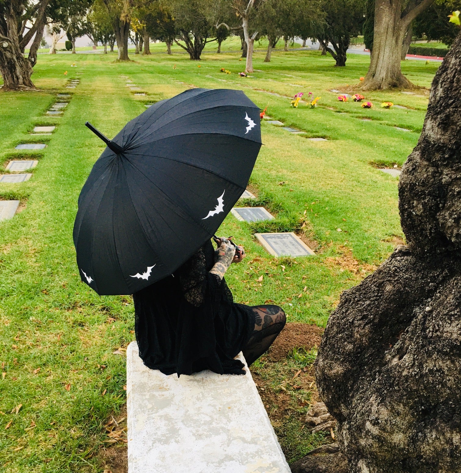 a bat in our patio umbrella Bat Umbrella – Witchwood Bags